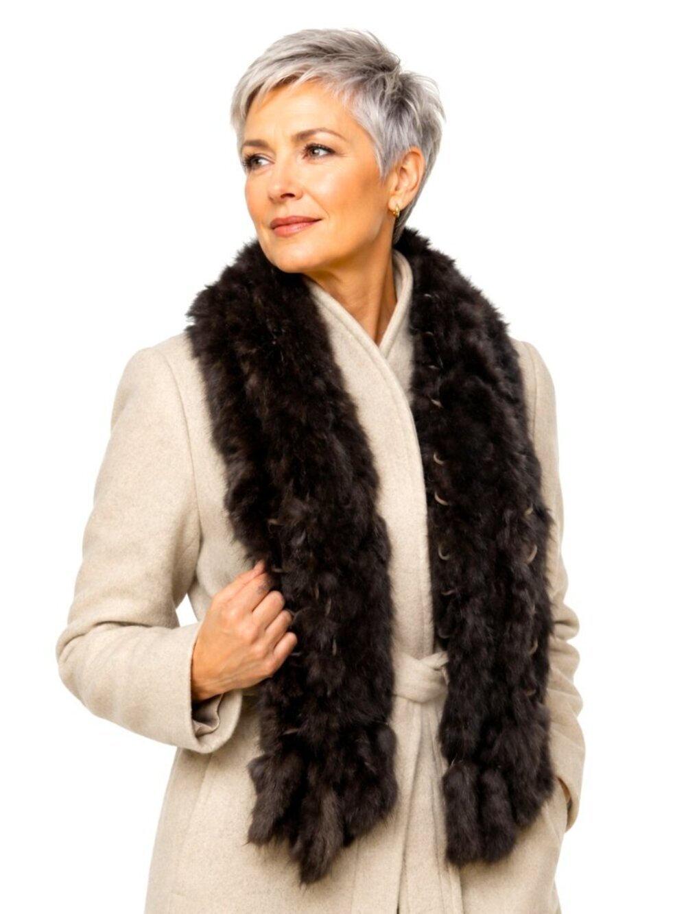 Vintage Chocolate Brown Rabbit Fur Wrap